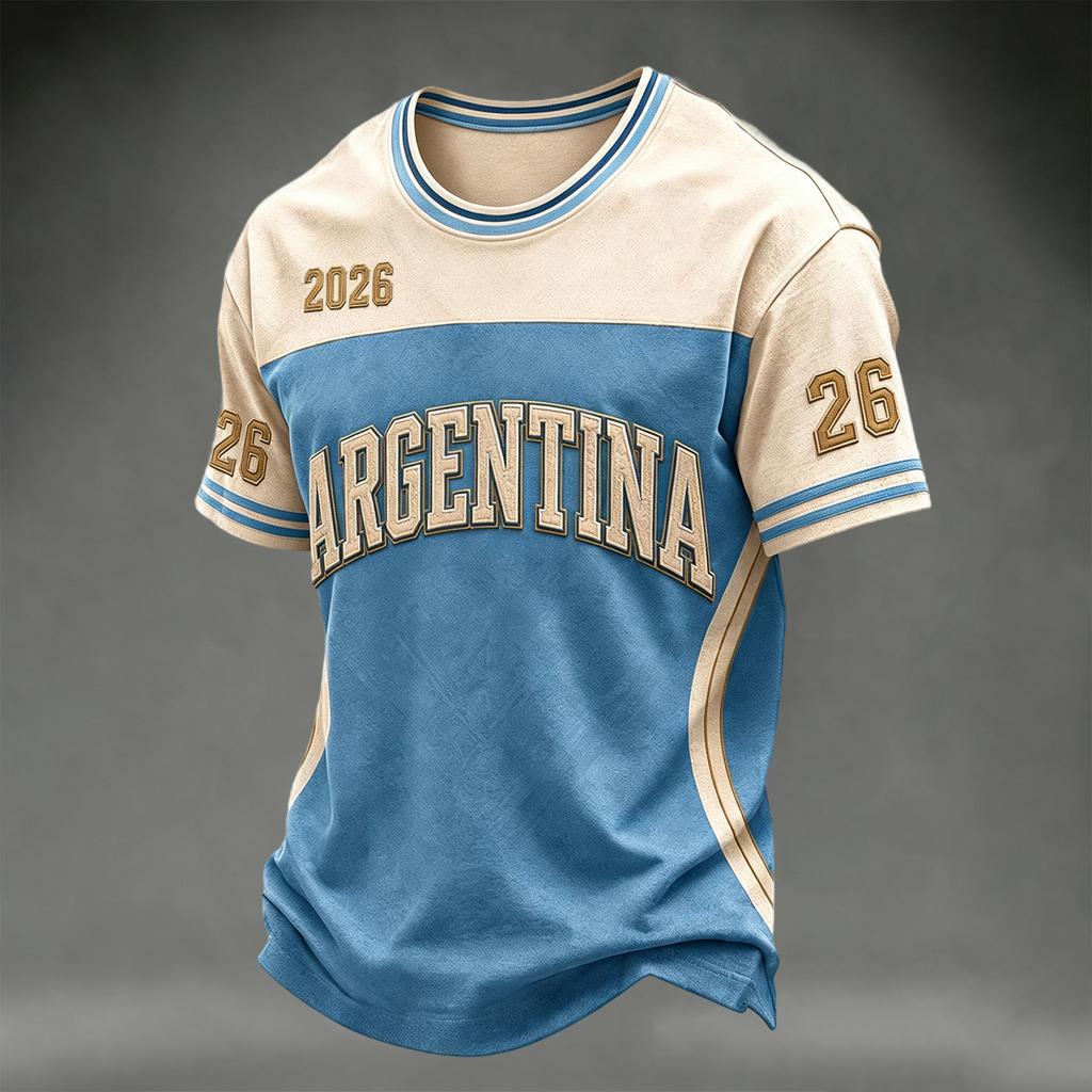 T-shirt casual a maniche corte con stampa di lettere da uomo Argentina