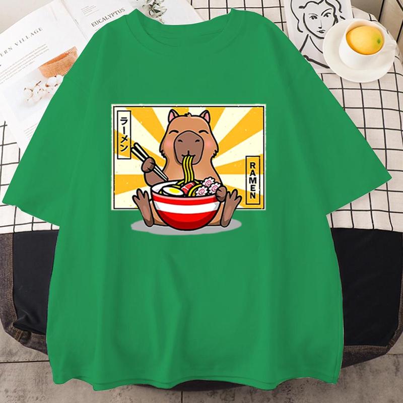 Capybara T-shirts Casual Women Men Clothes Oversized Short Sleeve Tees Summer Japanese Streetwear 90s Animal Graphic T Shirts