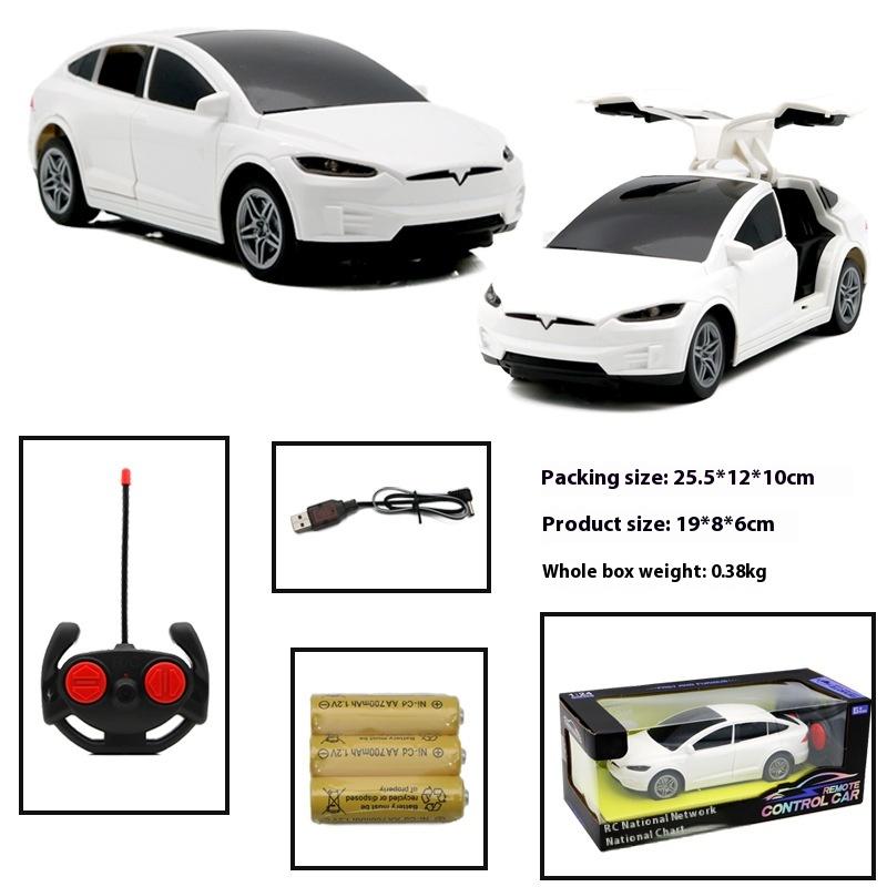 

1:24 Tesla Rc Car 4-Channel Drfit Remote Control Car With Lights Simulation Double Doors Plastic Model Children S Toy Car Gift білий