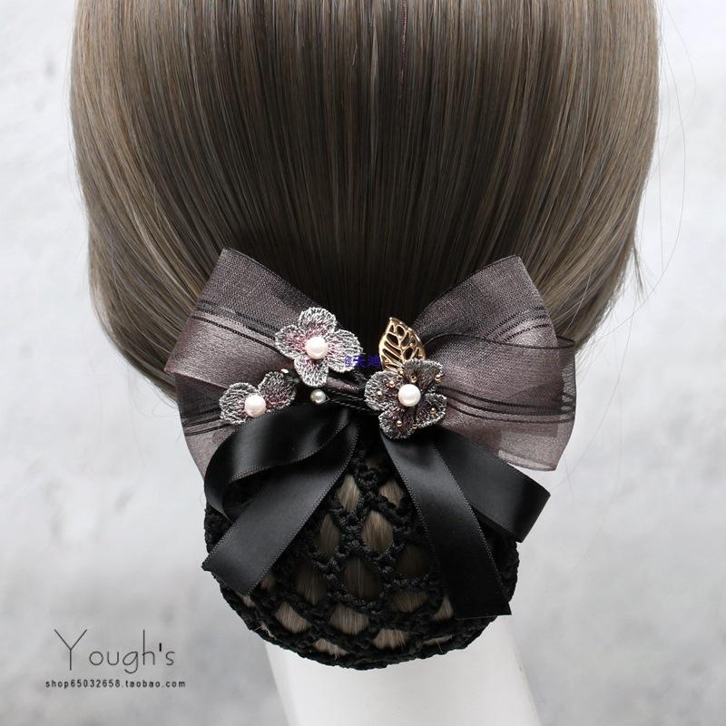 Elegantní síťka na vlasy s mašlí v korejském stylu pro servírku - Profesionální pokrývka hlavy