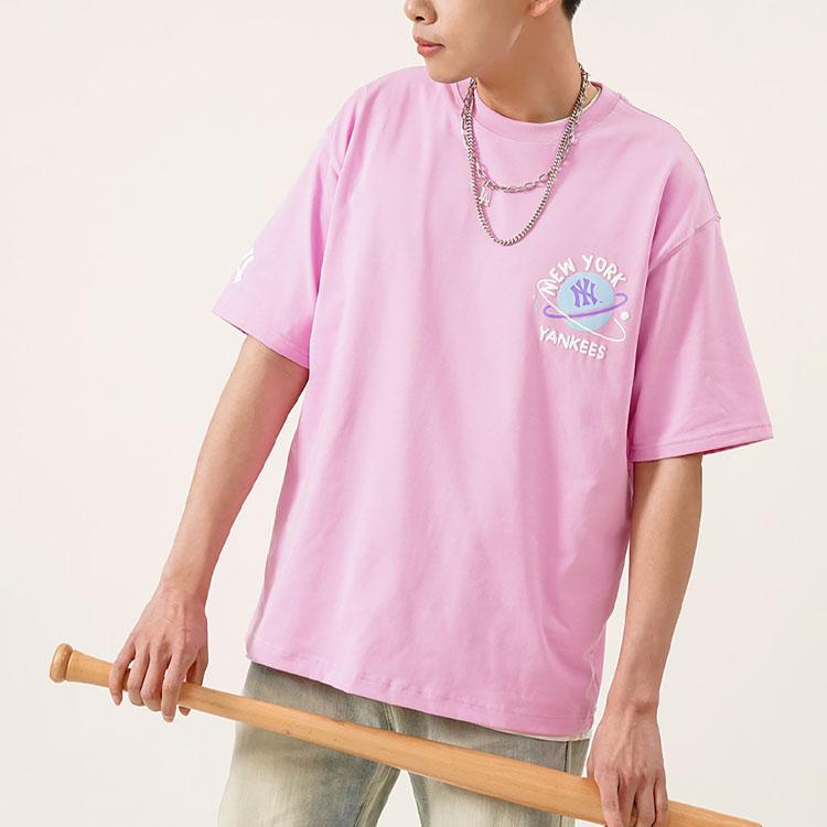 New MLB New York Yankees T Shirt Unisex Pink 3ATSL4023-50PKS