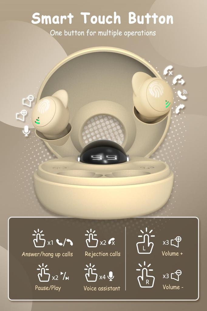 Wireless Bluetooth 5.3 Sleep Earphones for Improved Sleep, Painless, Mini Size, Ultra-Small, In-Ear Type, High Sound-Isolating, Separate Left and