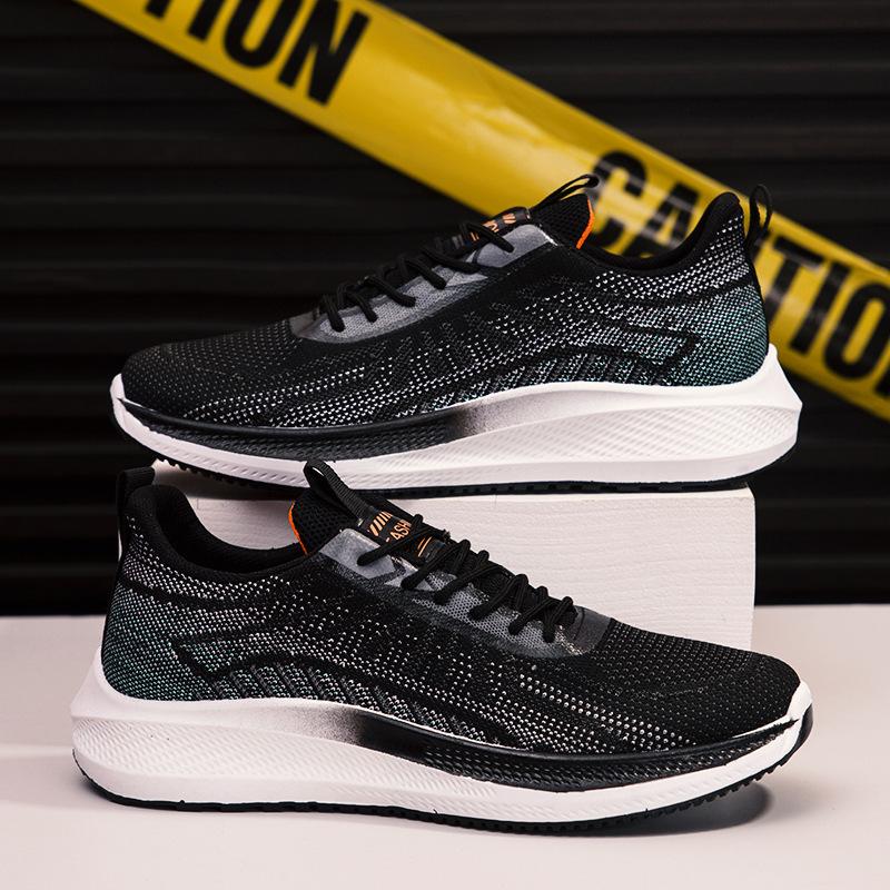 New Men's Casual Shoes Soft Sole Lightweight Breathable Flyknit Shoes Fashion Men's Teenagers Outdoor Running Shoes