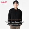 Baleno Men's Solid Color Waffle Knit Long-Sleeve Polo Shirt