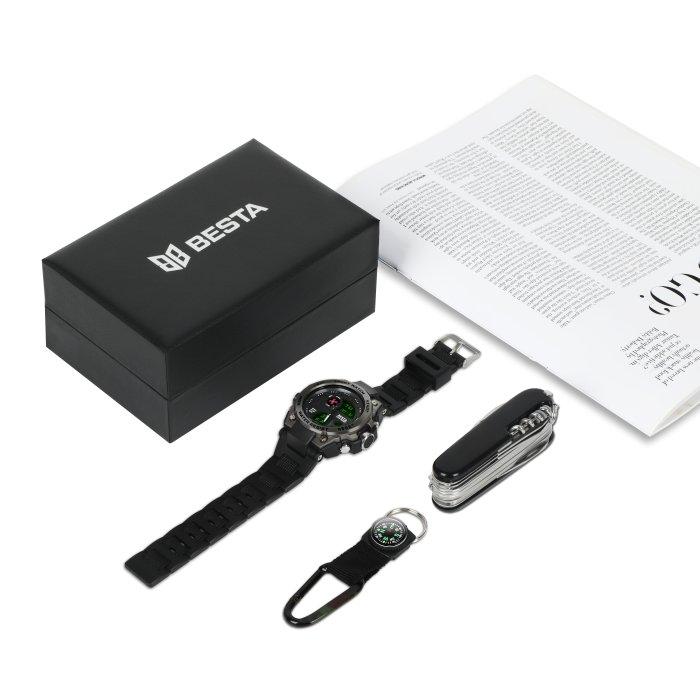 Men's Waterproof Tactical Watch Besta Box Tattoo ZSU Set Gift Set, With Compass