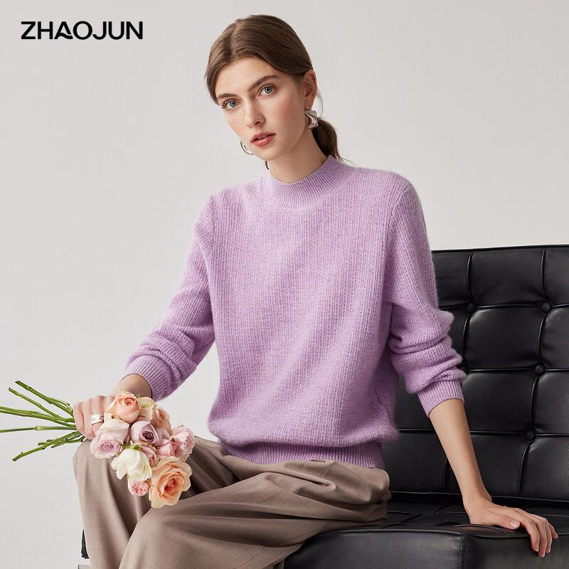 Zhaojun Women's Mock Neck 100% Cashmere Cable Knit Sweater