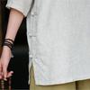 Johnature Vintage Women Shirts Stand Half Sleeve Solid Color Blouses Summer Button Chinese Style Loose Shirts