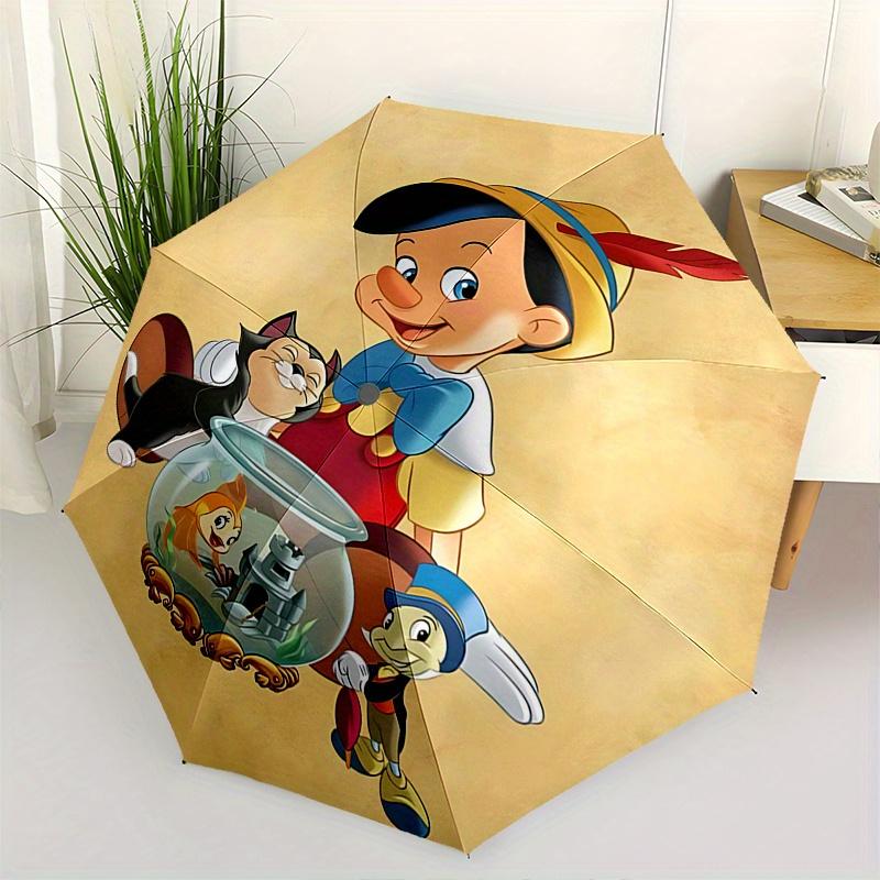 

Disney Pinocchio, Jiminy Cricket Automatic Open/Close Fashion umbrella - Cute Umbrella with Cute Design, Portable 3-Fold Compact Umbrella fo