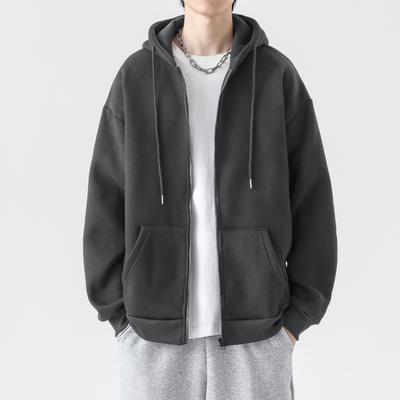 Classic American Hoodie for Men Heavyweight Casual Zip Hooded Sweatshirt Fall Jacket