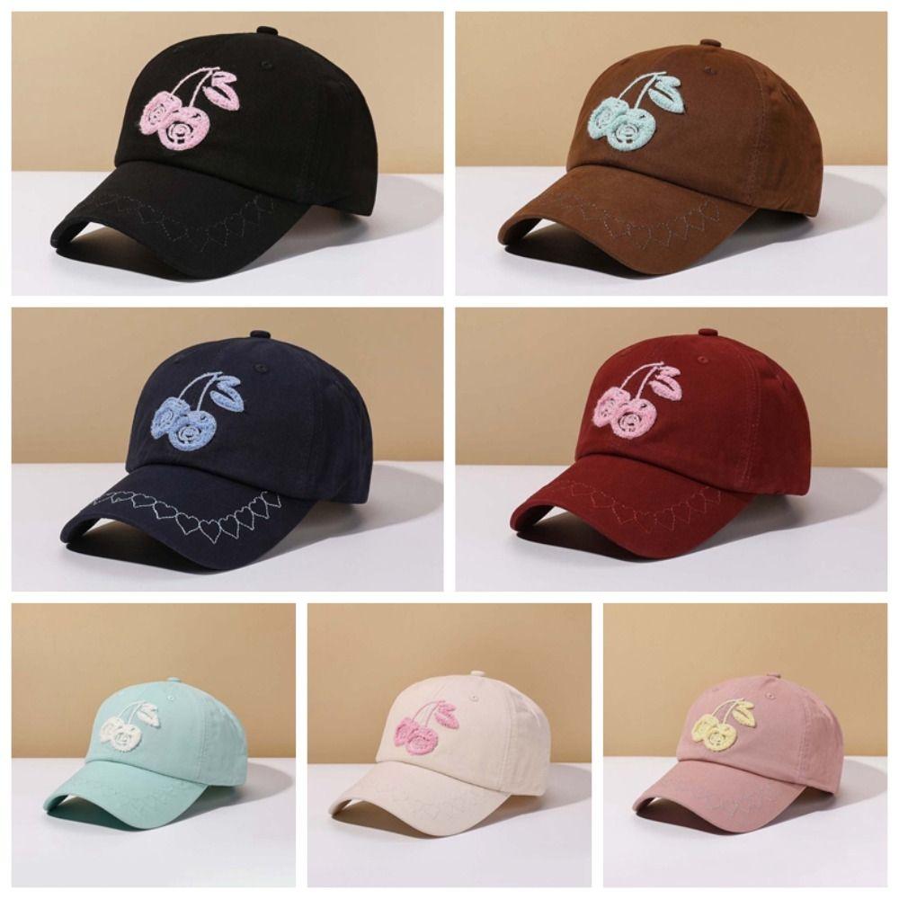 Sunscreen Cherry Baseball Cap Adjustable Sunshade Casquette Casual Embroidered Peaked Hat  Sports
