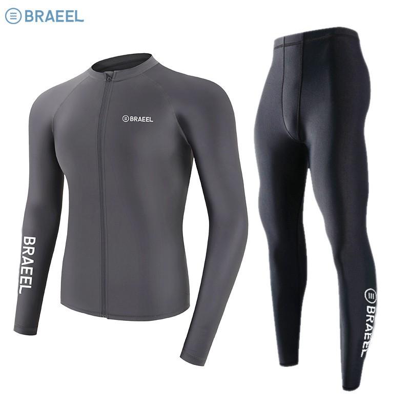 Mens Long Sleeve UV Protection Rash Guard Set Full Body Sunproof Quick Dry Snorkeling Diving Surfing Wetsuit