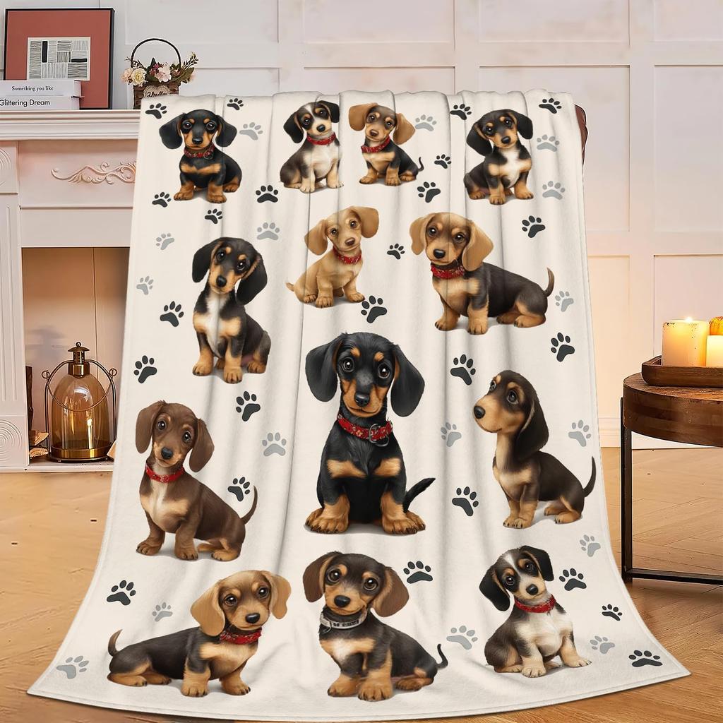 Dackel Decke Superweiche Fleece Überwurfdecke Warm und Kuschelig Leichte Bettdecke für Couch, Sofa, Camping und Reisen