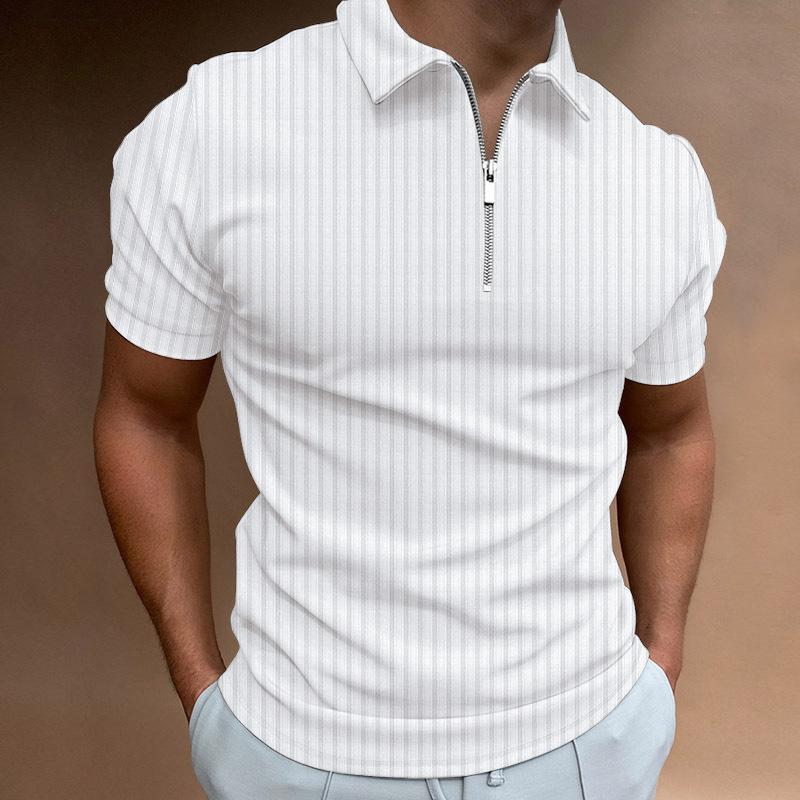 Polo de negocios a rayas de color liso con estampado 3D para hombre