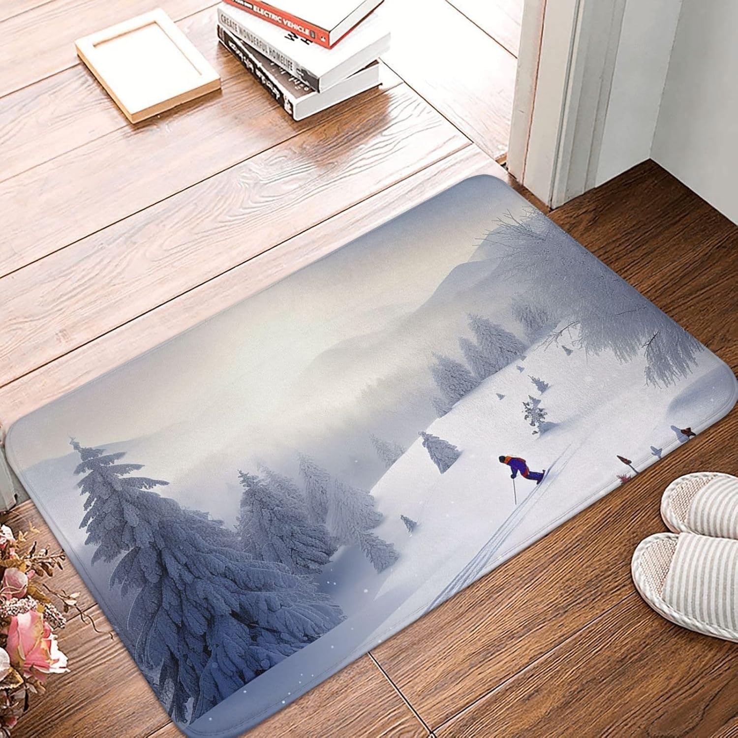 Winter Skiën Sneeuwberg Deurmat Antislip Binnen Buiten Tapijt voor Entree Badkamer 40x60cm16x24in