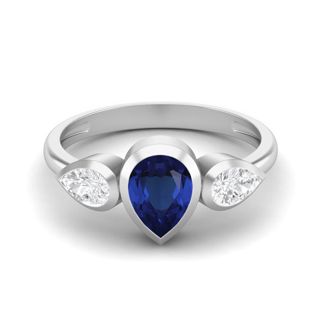 Pear shape blue cz Gemstone 925 Sterling Silver Ring
