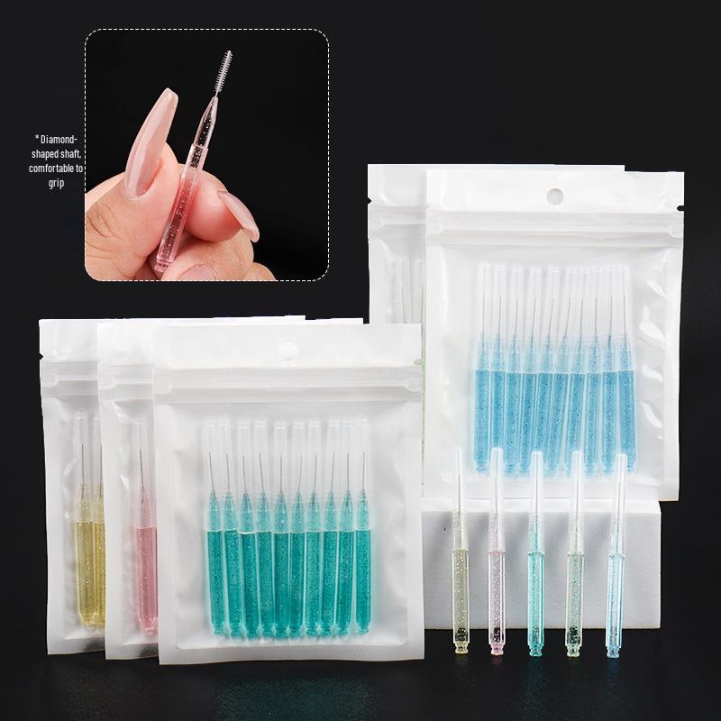 Crystal Rod Interdental Brushes 10pcs - Portable Disposable Straight Brushes for Teeth & Eyebrows