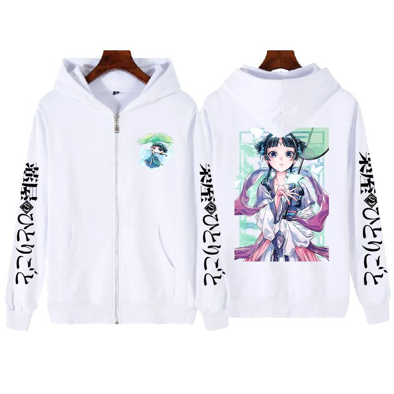 Горячее Аниме Дневники аптекаря Маомао Каваи Принт Толстовки с капюшоном для мужчин и женщин Высококачественные Толстовки Манга Куртка на молнии Харадзюку Свитшот 4XL белый 2279₽