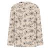 Women's Fashion Casual Slit Hem Round Neck Long Sleeve Loose Printed T-Shirt Ladies Top