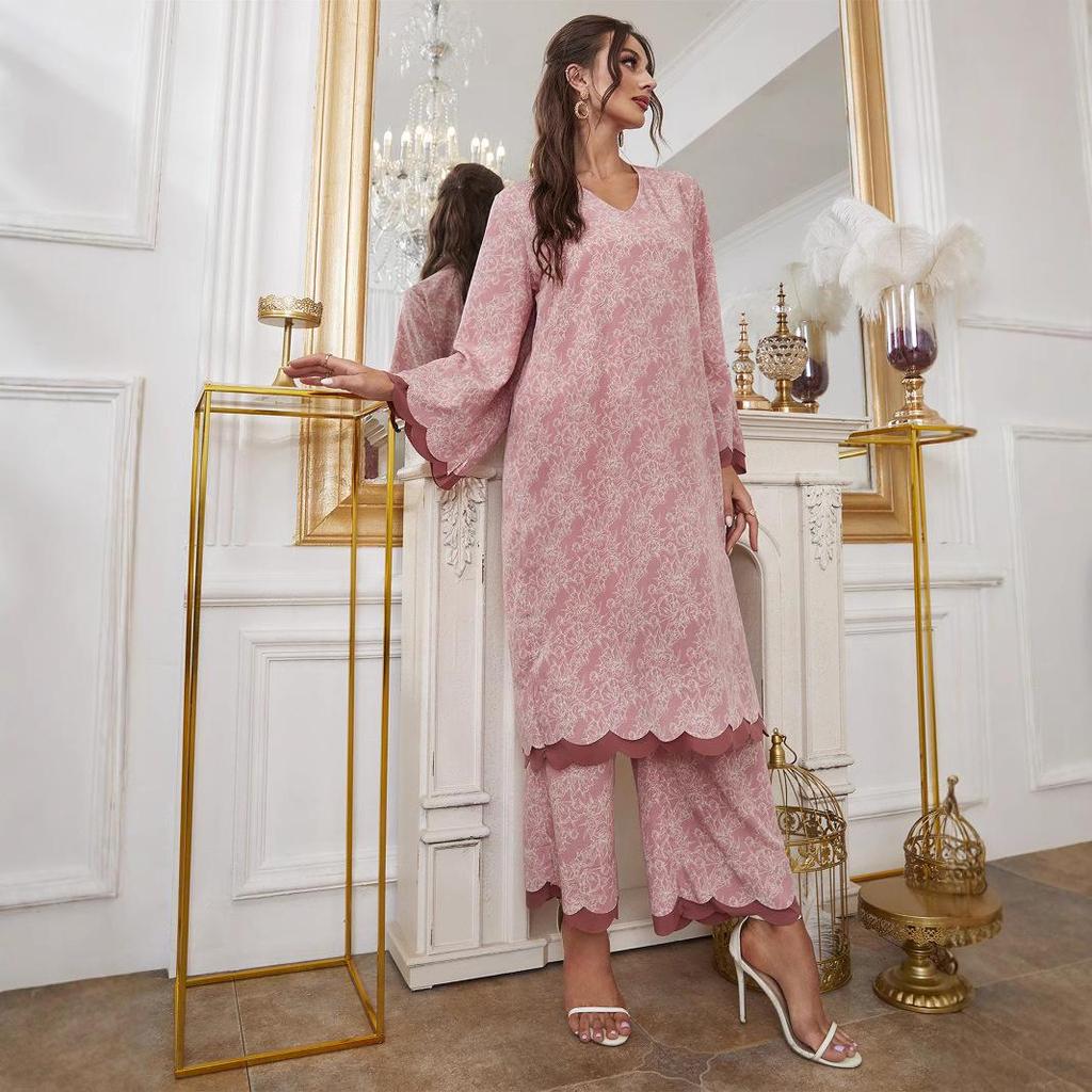 Elegant Spring/Summer Abaya: New Print Muslim Women's Dress Set