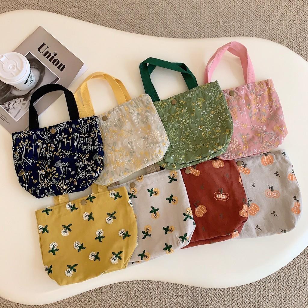 Stylish Canvas Tote Bag With Floral Prints Soft Handle For Casual Wear