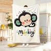 Illustration Cartoon Monkey Throw Lightweight G Flannel Blanket Soft Skinfriendly for Summer Cooling
