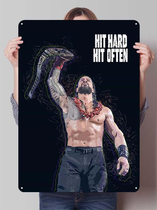 Roman Reigns Metallschilder Wrestler Poster Dekoration Schlafzimmer Anpassbare Blechschilder für Man Cave Wandkunst Dekoration Retro Zimmer