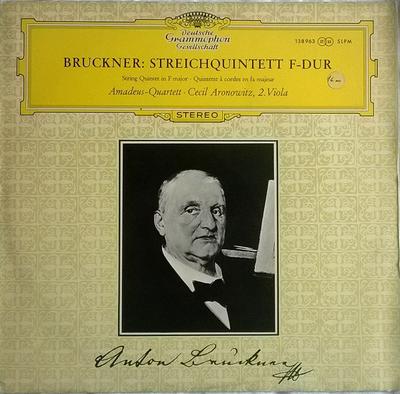 LP Record ANTON BRUCKNER  AMADEUSQUARTETT   Streichquintett FDur SLPM138963 Deutsche Grammo 1965 Germany Classical Used