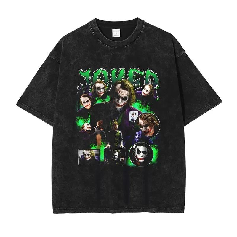 T-shirt Joker Hip Hop Vintage Lavata Film Vecchia Scuola Top Magliette T-shirt Oversize Manica Corta Felpe Unisex Cotone