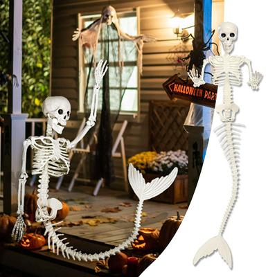 Halloween Skeleton mořské panny v životní velikosti Halloweenská dekorace Realistická celotělová odnímatelná kloubová kostra Hororová dekorace