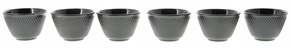 CAST IRON CUPS 6x CUPS CAST IRON TEA SET BLACK ENAMEL 100ML