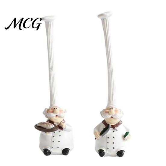 Hand-painted Resin Figurine 2Pcs Tall Hat Chef for Kitchen And Restaurant Decor, Hand-Painted Cartoon Finely Painted Statue Dolls with Stable S