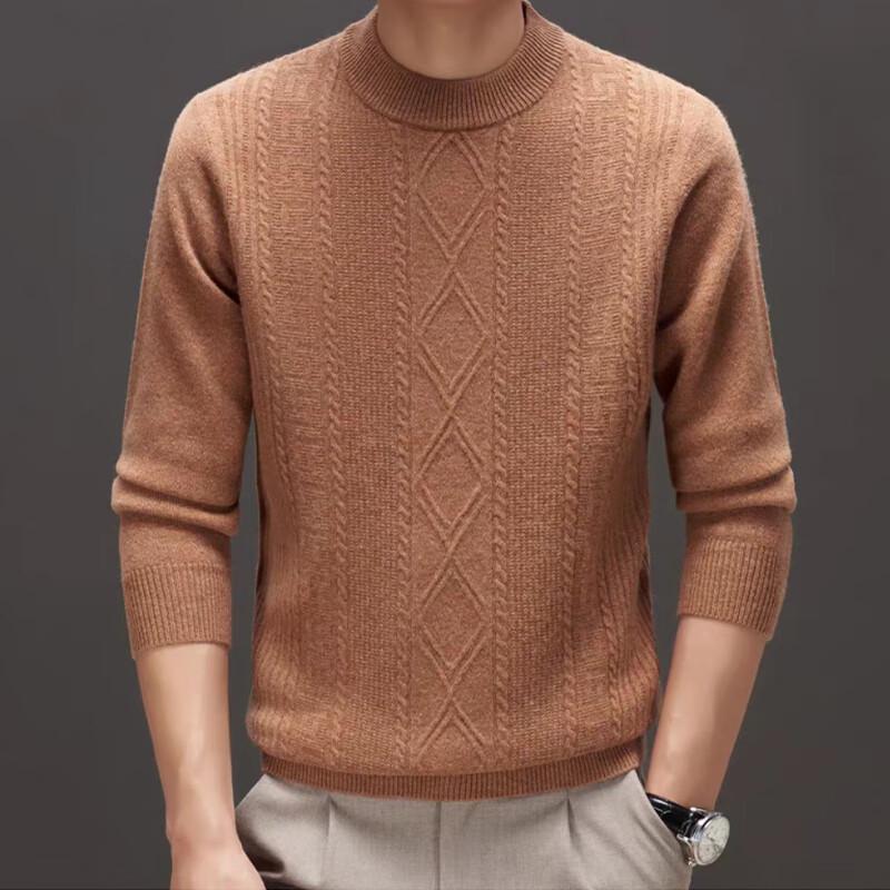 Raphenny Men's Casual Round Neck Wool Sweater AM817