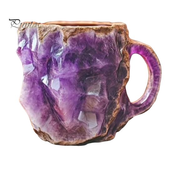 

Поддельная кружка для кофе из минерального хрусталя 11 унций, поддельные аметистовые кофейные кружки, новинка, изолированная кружка Cool Vibe для горячих напитков фиолетовый