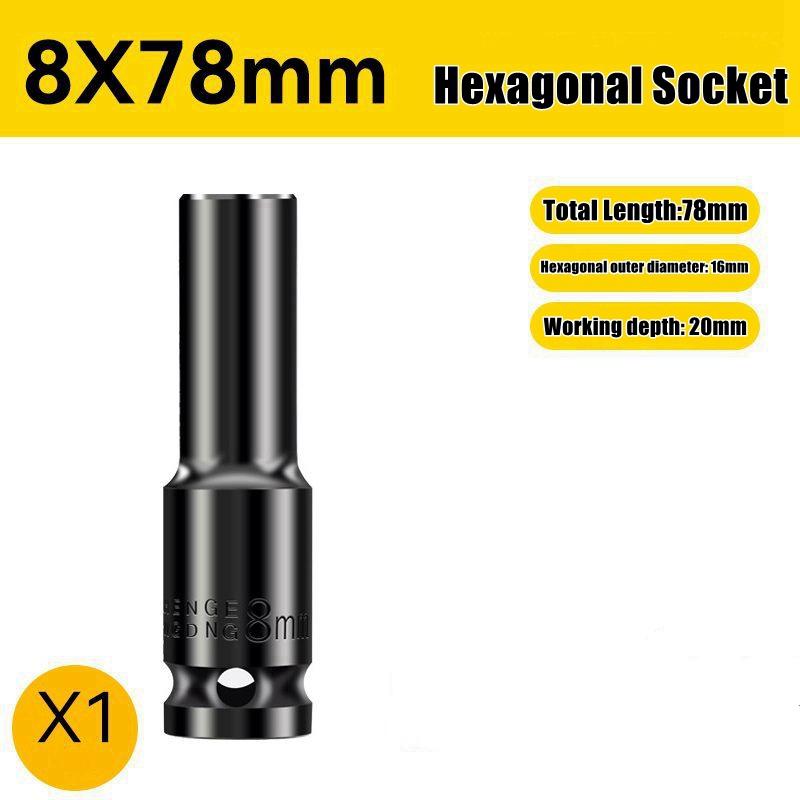 1/2" Drive Deep Impact Socket Set Drive Metric Wrench Black Socket Deep Impact Socket Pneumatic Wrench Head Tire Removal Tools
