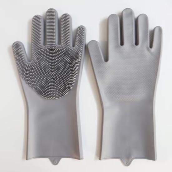 Pet Grooming Gloves Heat Resistant Silicone Dog Washing Gloves with High-Density Teeth Five Finger Design Cat Hair Remover for Massaging Bathing