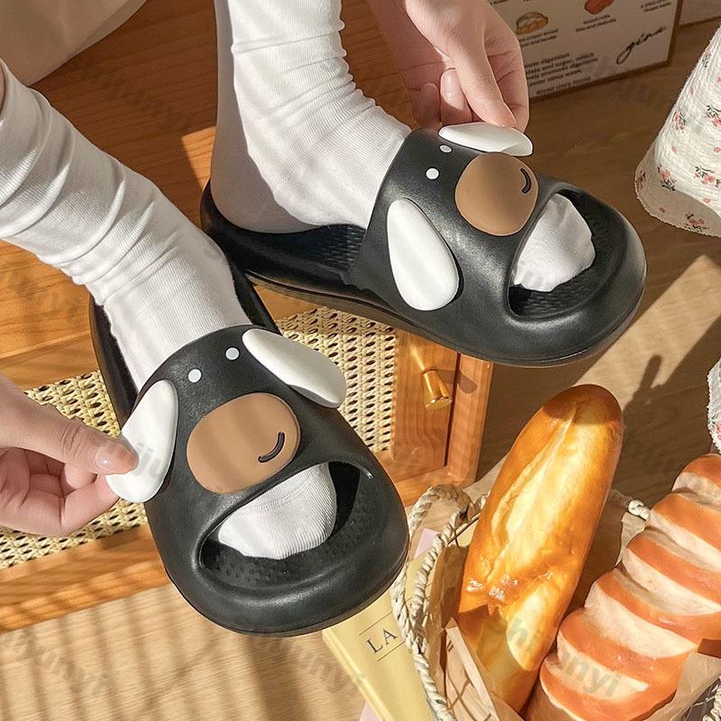 Fashion Women Cute Cloud Sandals 2025 Summer New Cute Cartoon Eared Dog Flip Flops Female Flat Casual Comfortable Room Home Beach Slides