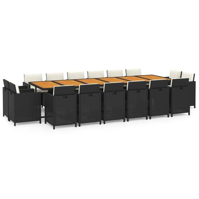Maison Exclusive - Ensemble à manger de jardin coussins 17 pcs Résine tressée Noir