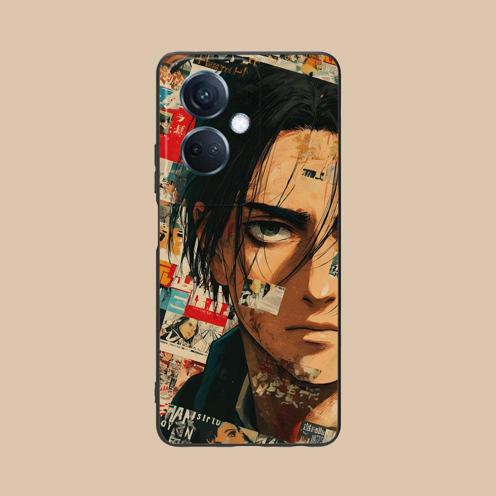AOT Eren Yeager Matte TPU Mobile Phone Case for OPPO Reno 14 13 12 11 10 9 8 7 6 5 F T Pro 5G Colorful Printing Cover