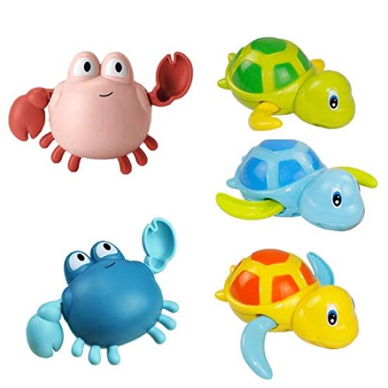 

5-Piece Bath Toy Set, Pool Toy, Bath Toy, Kids Toy, Popular Summer Toy, Swimming Turtle, Bath Toy, Bathtub Toy, Water Play, Popular (Crab + Turtle)