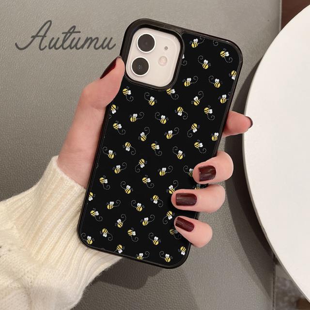 Bumble Bee Honeycomb Honey Phone Case for iPhone 11 12 13 14 Pro Max Mini XR XS SE 2020 6 7 8 Plus Samsung Galaxy S21 S22 Cover