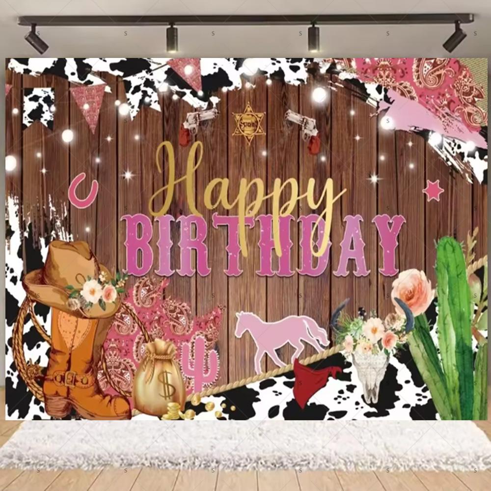 Western Cowboy Photography Backdrop Rustic Farm Barn Haystack Wood House Horse Wheel Background Party Decor Photo Shoot Props