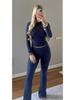 Women's Casual Tracksuit: Round Neck, Long Sleeve, Low Waist Flared Pants