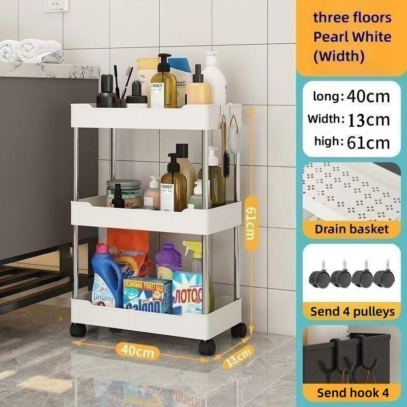 Estante de costura estrecha Estante de almacenamiento móvil multicapa con organizador de polea Estante de almacenamiento para oficina, baño, cocina