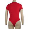 Body cu mânecă scurtă și gât rotund pentru femei, mulat, culoare uni, sexy cu design deschis, ținută casual, asortat, top de corp skinny dintr-o singură piesă