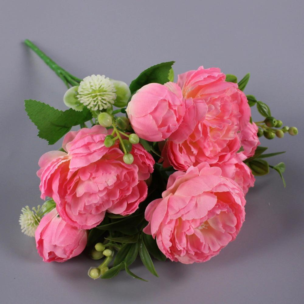 7 Heads Small Peonies Mini Decorative 6 Colors Natural Fake Persian Rose Flowers  Home Decorative