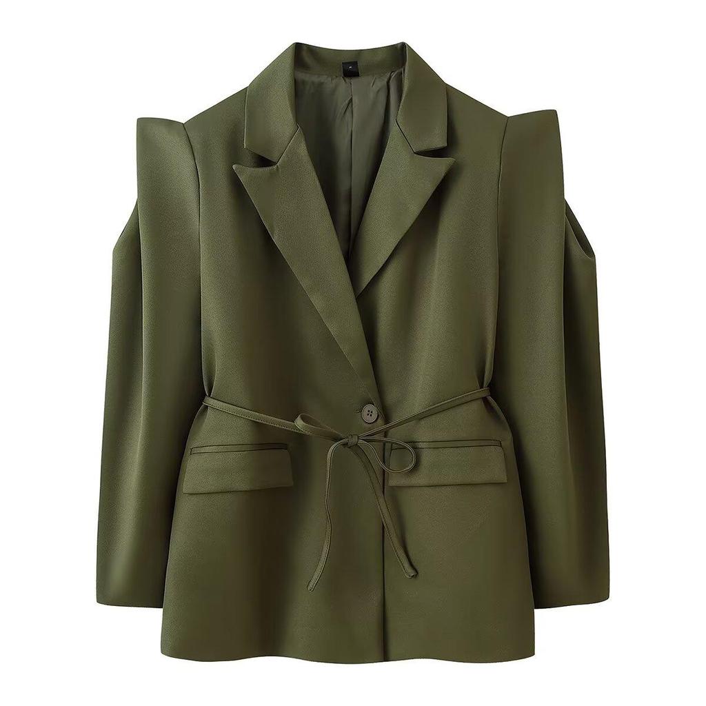 Giacca da completo da donna stile europeo e americano, cintura dimagrante per la vita, con spalle larghe