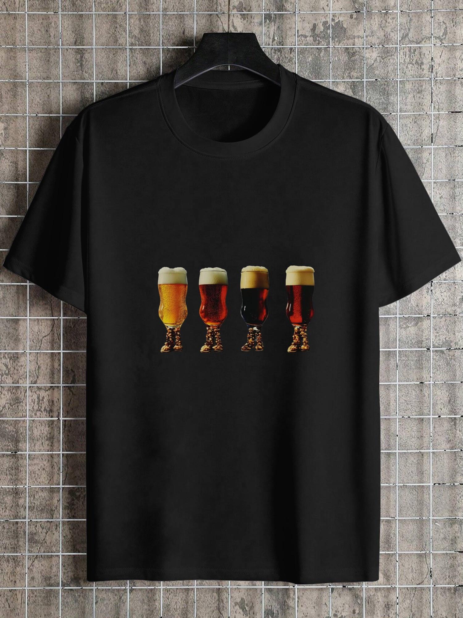 1pc beer glasses walking crosswalk graphic T-shirt XL