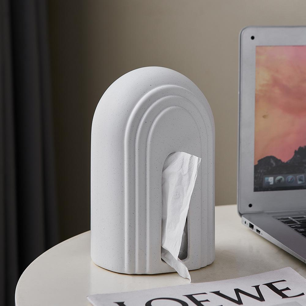 Modern Minimalist Arch Ceramic Wave Tissue Box Standing Paper Holder Dining Table Living Room Decor