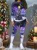 Women's Christmas Print 2-Piece Outfit: Long Sleeve Crew Neck Top & Pants, Holiday Limited Casual Party Gift Suit