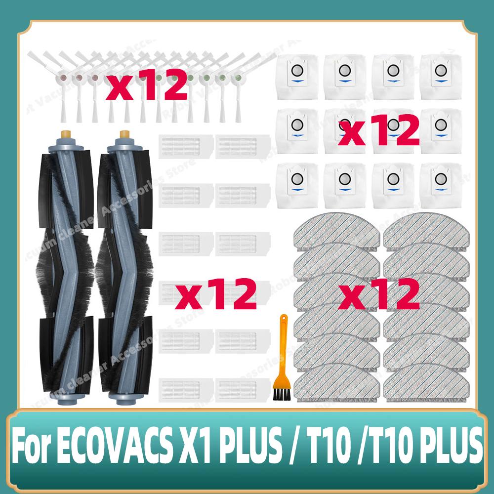 Compatible For ( ECOVACS  X1 PLUS / T10 /T10 PLUS ) Parts Main Side Brush Hepa Filter Mop Rag Wipe Dust Bag Accessories